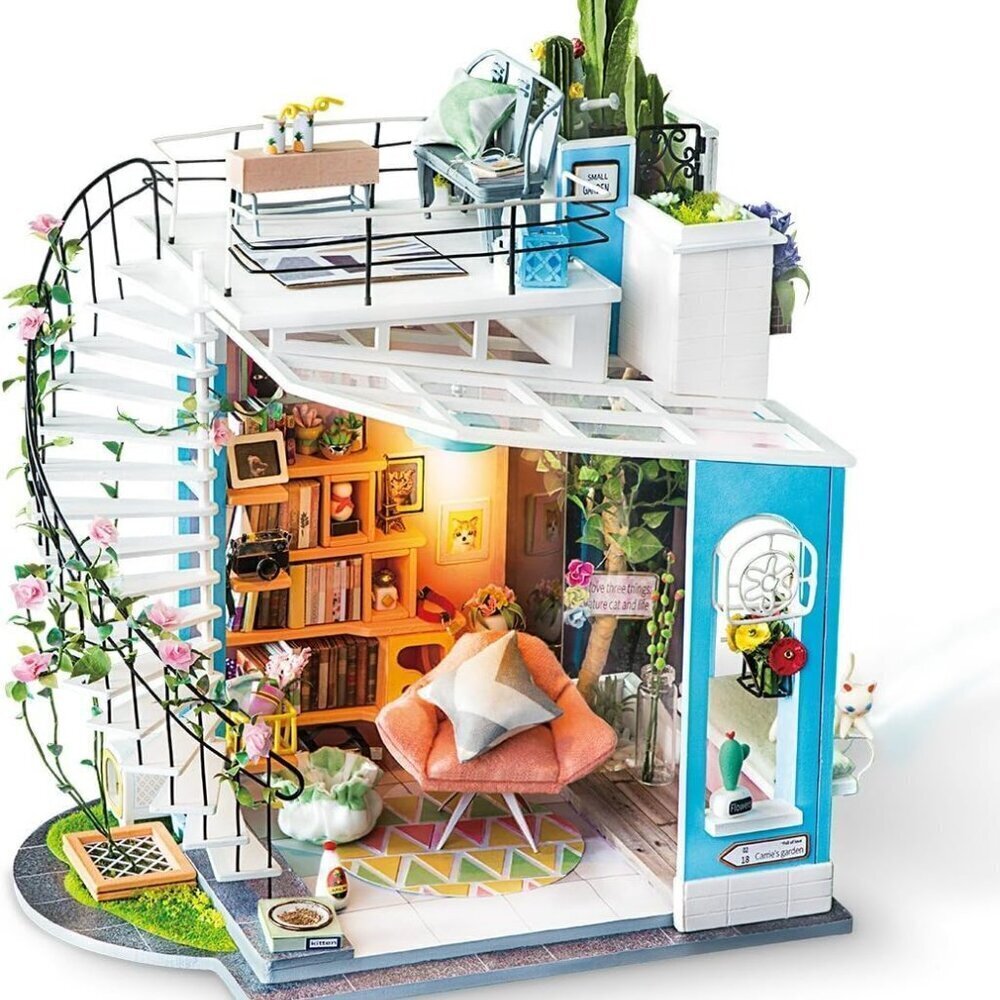 DIY Miniature Dollhouse Kit Duplex Model Building Sets Gifts for Teens/Adul